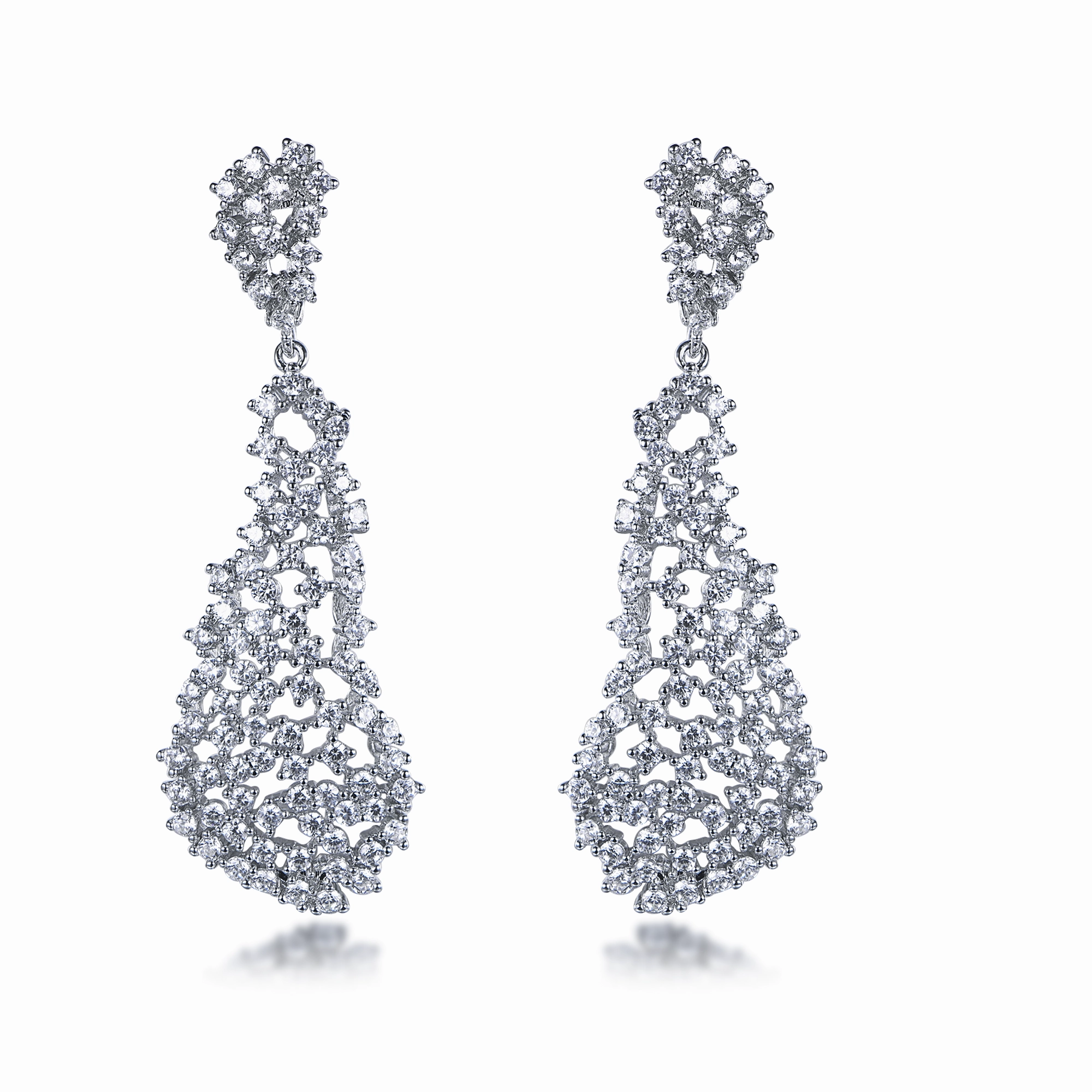 Weekend Glow Sterling Silver Sprinkled Diamond Natural Shaped Earrings