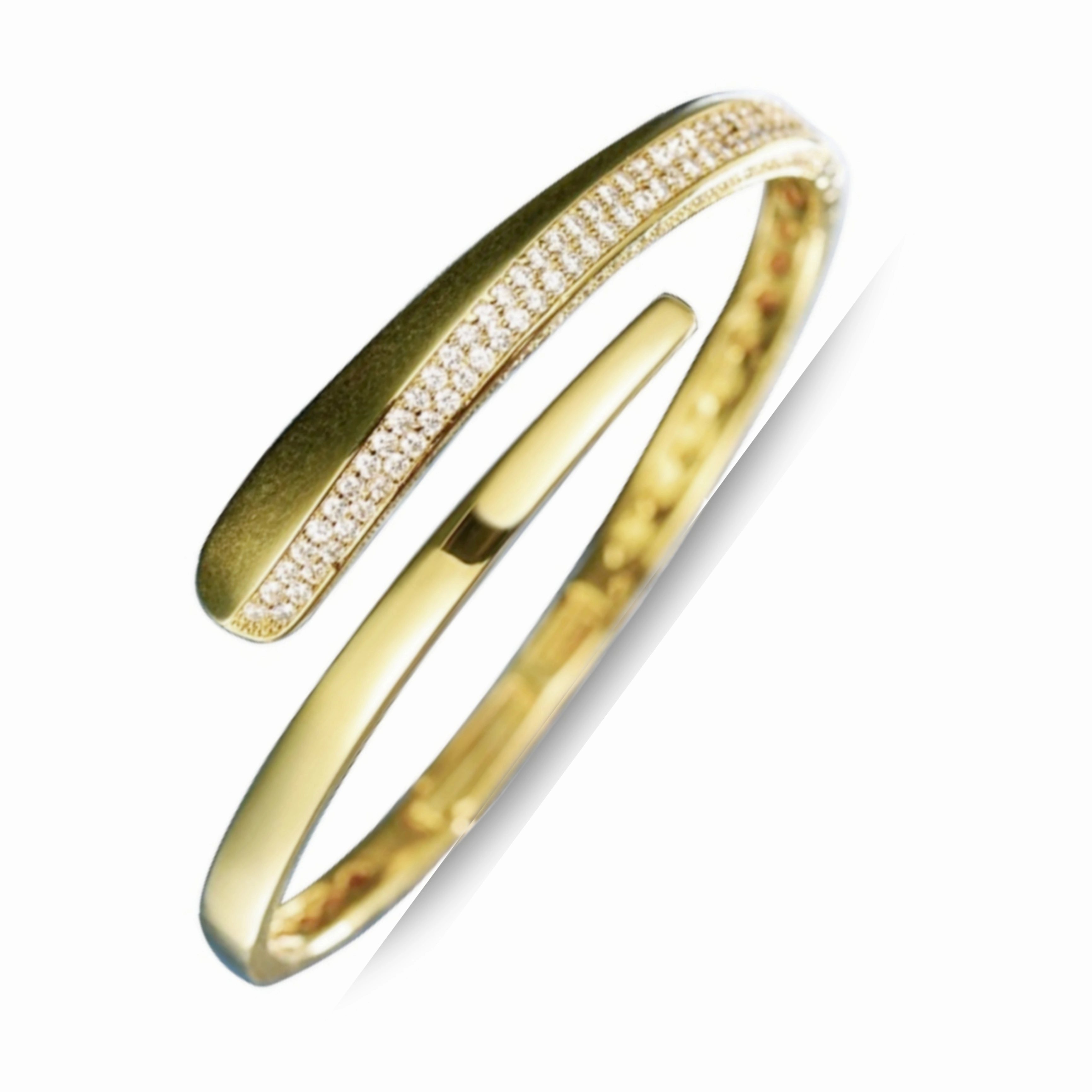 Refined Form Sterling Silver Swirl Micropave Bangle Bracelet