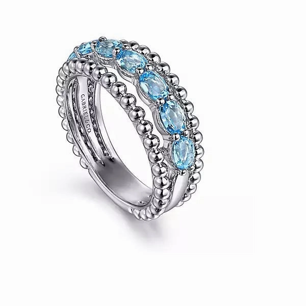 Sterling Silver Swiss Blue Topaz Bujukan Fashion Ring. Finger Size 6.5 Chic Appeal