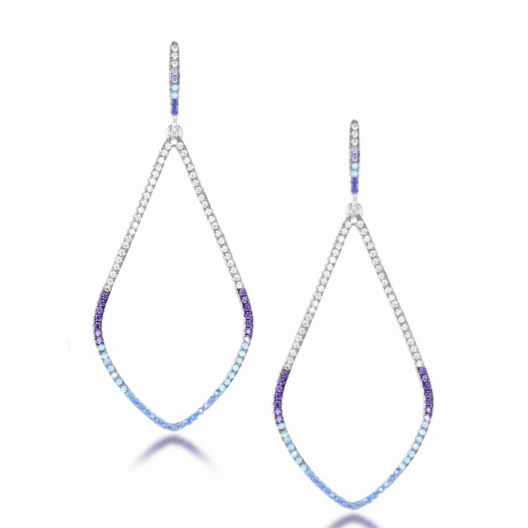 Sterling Silver Teardrop Colorful Earrings Modern Flair Glow Accent