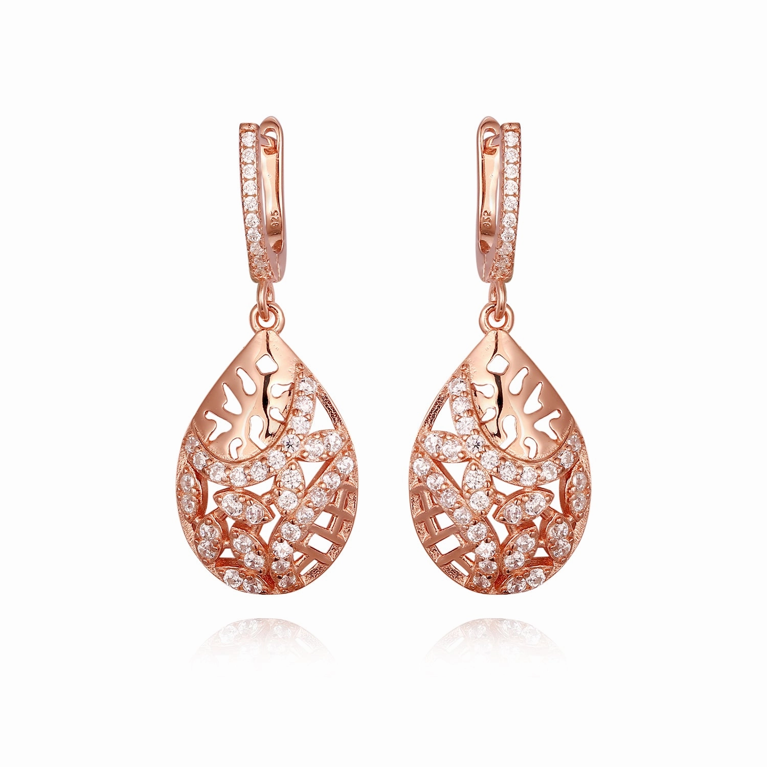 Sterling Silver Teardrop CZ Design Earring Subtle Touch