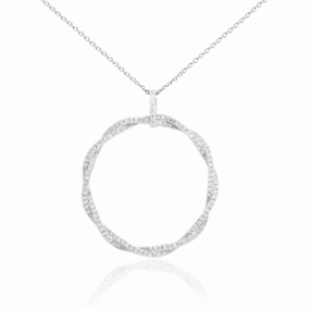 Sterling Silver Twisted Circle Pendant Necklace Flawless Glam Unique Craft