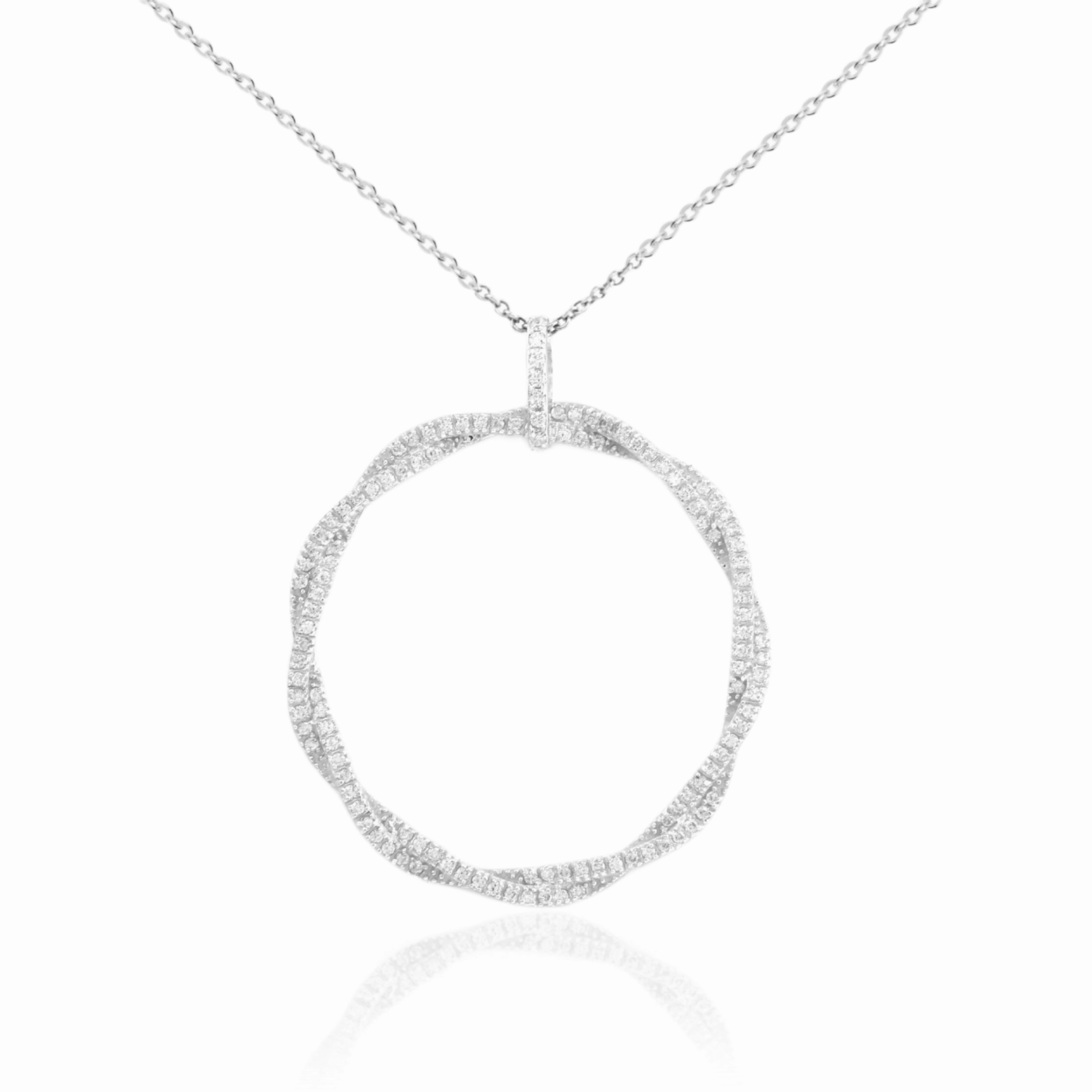 Sterling Silver Twisted Circle Pendant Necklace Flawless Glam Unique Craft