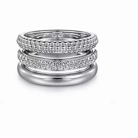 Fantastic Object Inspiring Jewelry Sterling Silver White Sapphire Bujukan Multi Row Fashion Ring. Finger Size 6.5