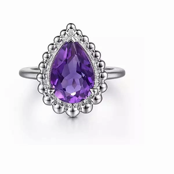 Stylish Craft Octagonal Look Sterling Sliver Bujukan Amethyst Chevron Fashion Ring. Finger Size 6.5