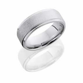 Stone Finished Cobalt Chrome Grooved Edge Wedding Band 8mm Creative Craft