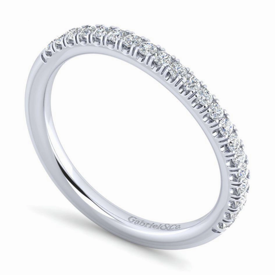 Modern Statement Straight Pave Diamond Wedding Band 14K White Gold 426B