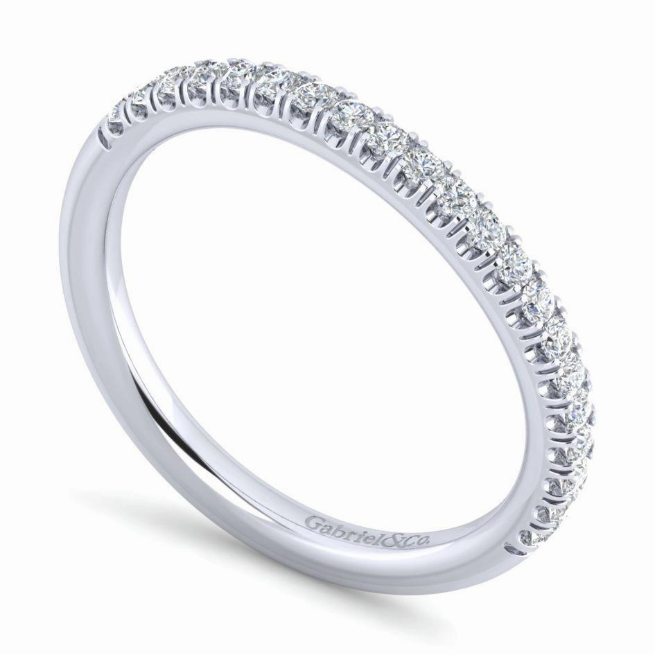 Amazing Jewelry Trendy Gift Straight Pave Diamond Wedding Band 14K White Gold 426B