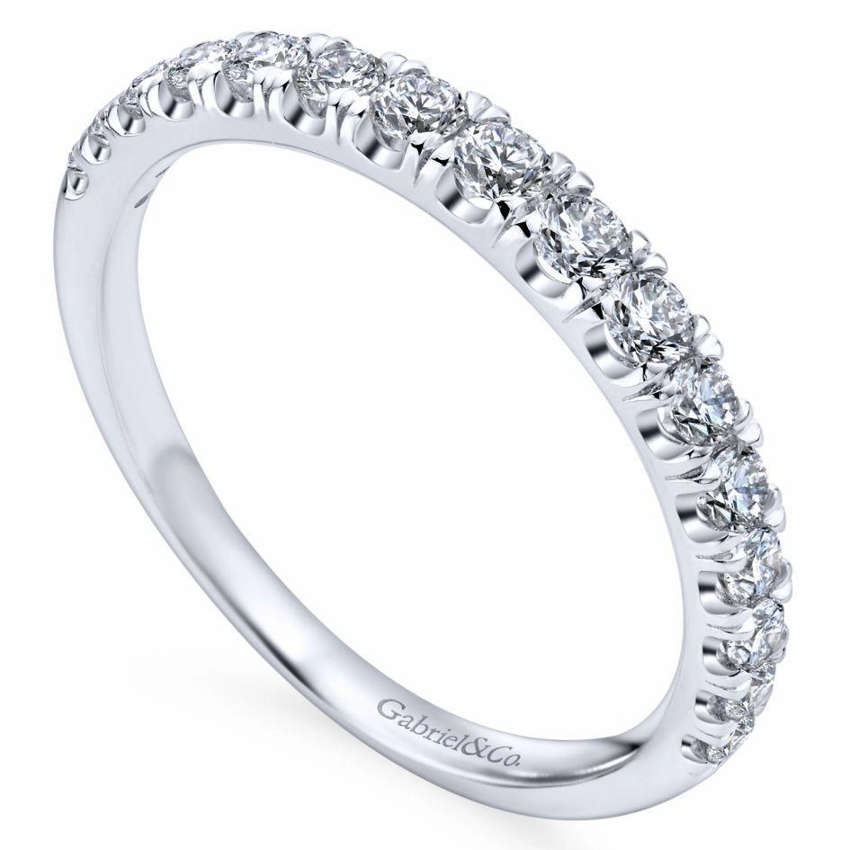 Straight Pave Graduated Diamond Wedding Band White Gold 485B Best Seller Lightweight Item