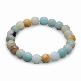 Stretch Bracelet with 8mm Amazonite Varied Color Beads Glam Night