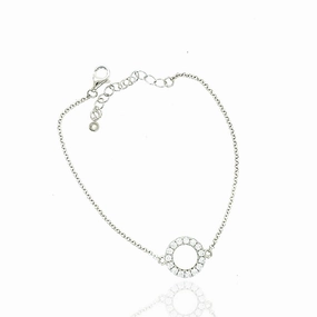 Shiny Jewelry Touch Glam Ready Sterling Silver Small CZ Circle Bracelet