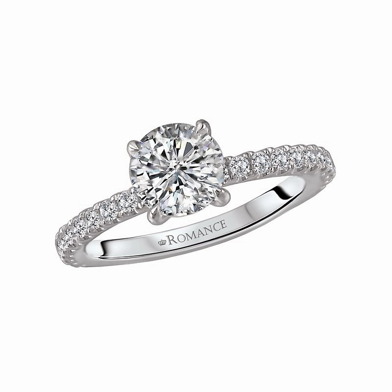 14K White Gold Round Lab Grown Diamond Engagement Ring Symbolic Form Traditional Ornament