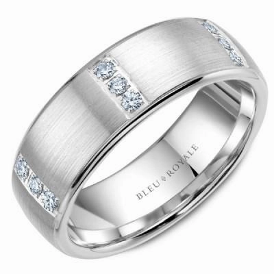 Cool Finish Future Use Bleu Royale Vertical Diamond Men's Ring 14K White Gold