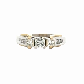 14 Karat White/Yellow 3 Stone Engagement Ring (.57cttw) Easy Style Polished Accessory