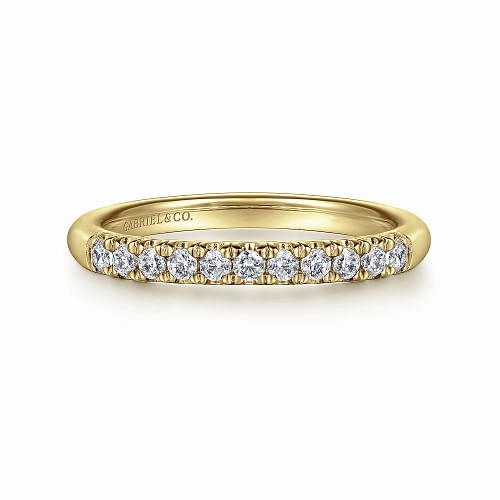 Portofino - 14K Yellow Gold French Pave Diamond Wedding Band Celebration Accent Creative Spark