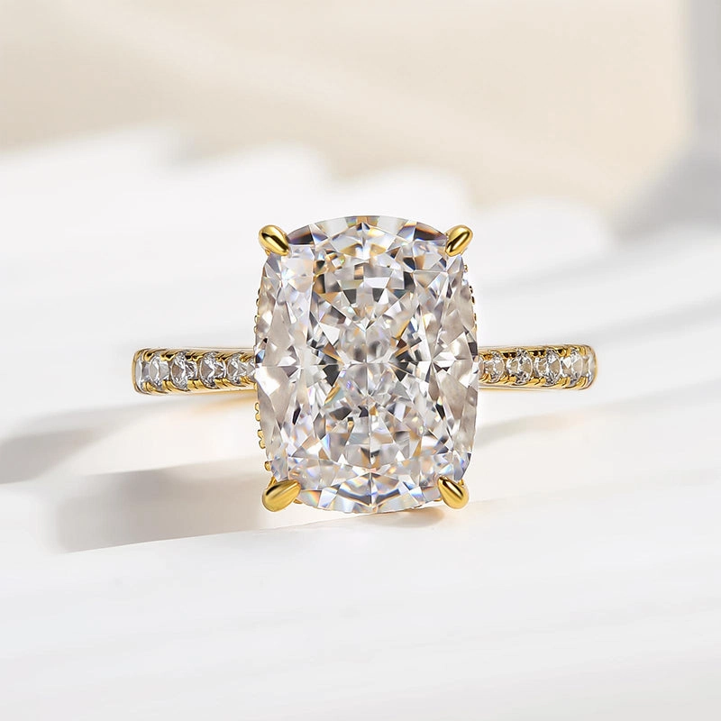 Louily Exclusive Crushed Ice Cushion Cut Engagement Ring For Women In Sterling Silver Chic Look Chic Layer