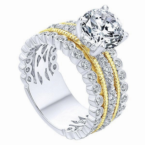 Mother Gift Sentimental Object Vintage Style Stacked Diamond Ring  1.02 Cttw 14K Gold 312A