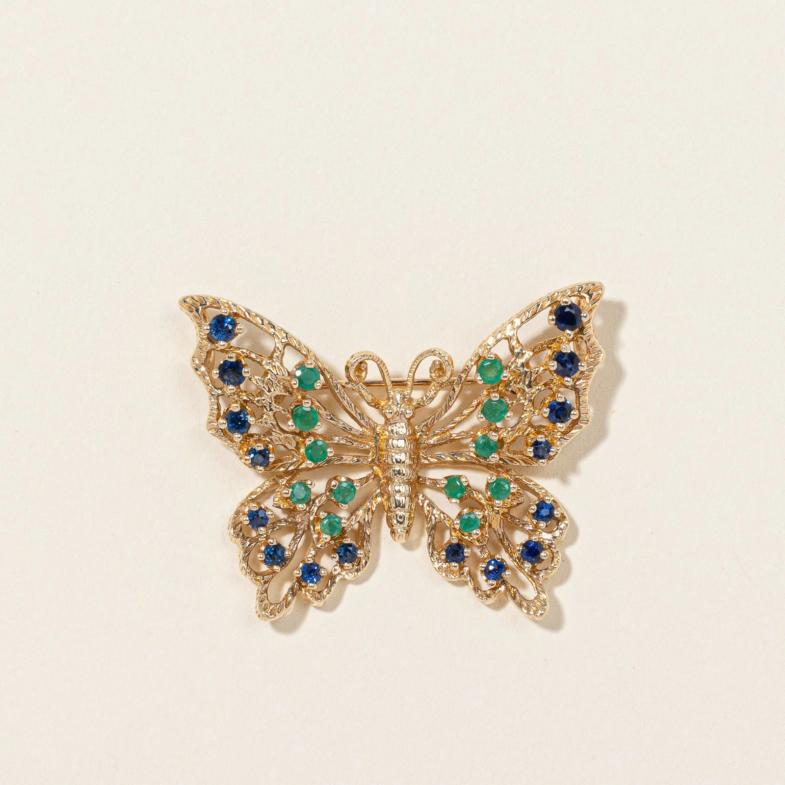 Modern Mood Modern Attire Sapphire & Emerald Butterfly Brooch | 0.56ctw, 0.25ctw |