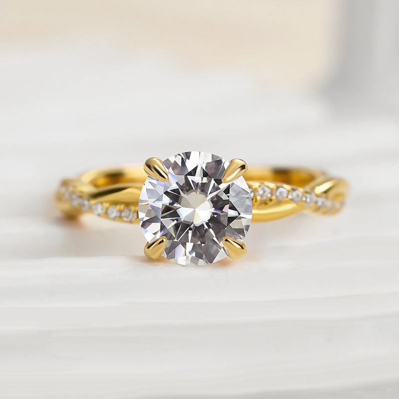 Luxury Shine Finish Louily 1.25 Carat Twist Round Cut Engagement Ring In Sterling Silver