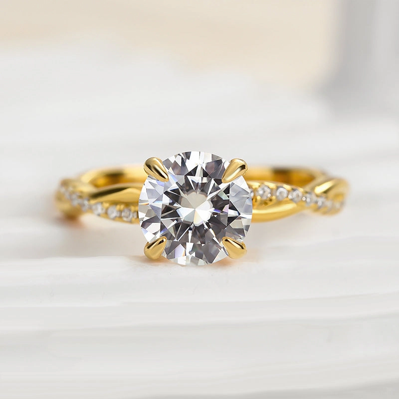 Louily 1.25 Carat Twist Round Cut Engagement Ring In Sterling Silver Subtle Charm