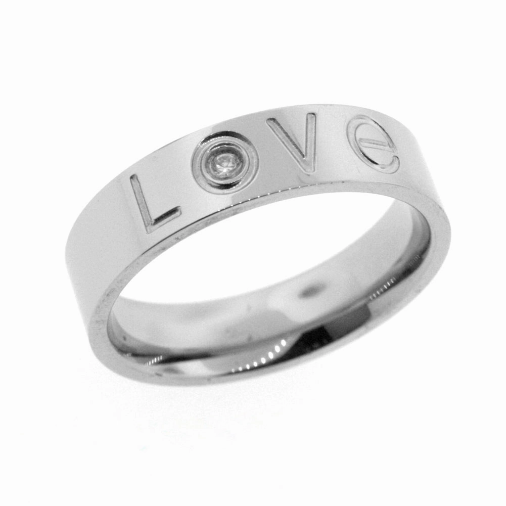 Sparkling Shine Pieces Luxury Feel Stainless Steel 6mm Band Ring with Cubic Zirconia Engraved with LOVE