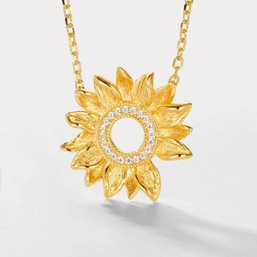 Creative Edge Sleek Glamour Gold Sunflower Necklace