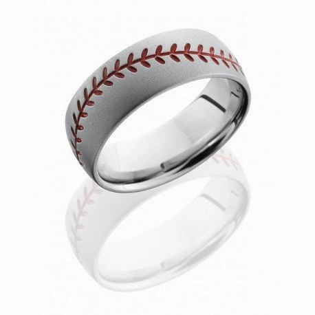 Baseball Stitch Cobalt Chrome Mens Wedding Band 8mm Timeless Proportion Affordable price
