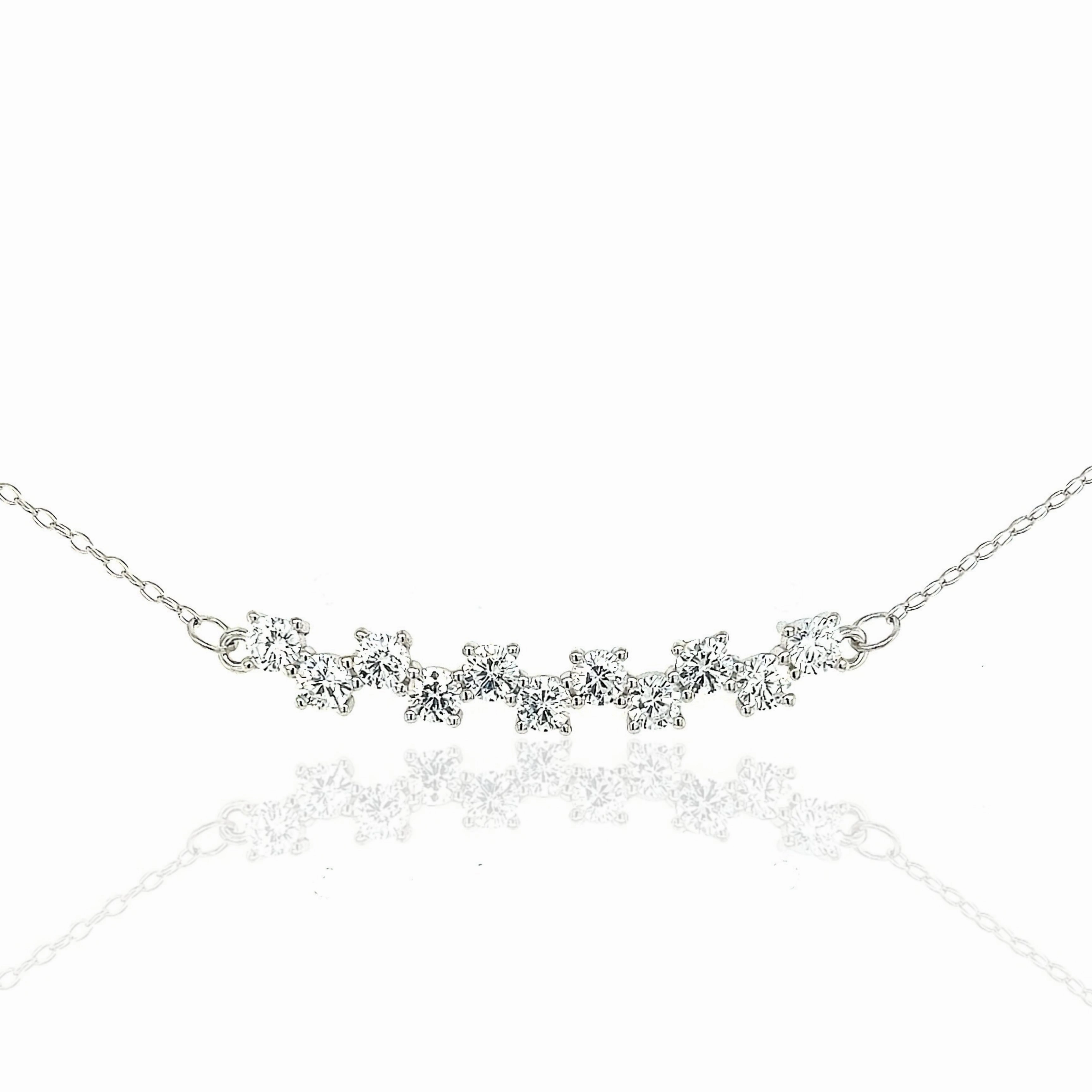 Sterling Silver CZ "Checkerboard" Bar Necklace Impressive Feature