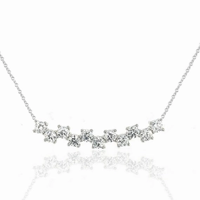 Sterling Silver CZ "Checkerboard" Bar Necklace Distinctive Jewelry Fashion Finish