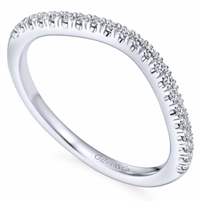 Curved Pave Diamond Wedding Band 14K White Gold 373B Beautiful Expression Premium Art