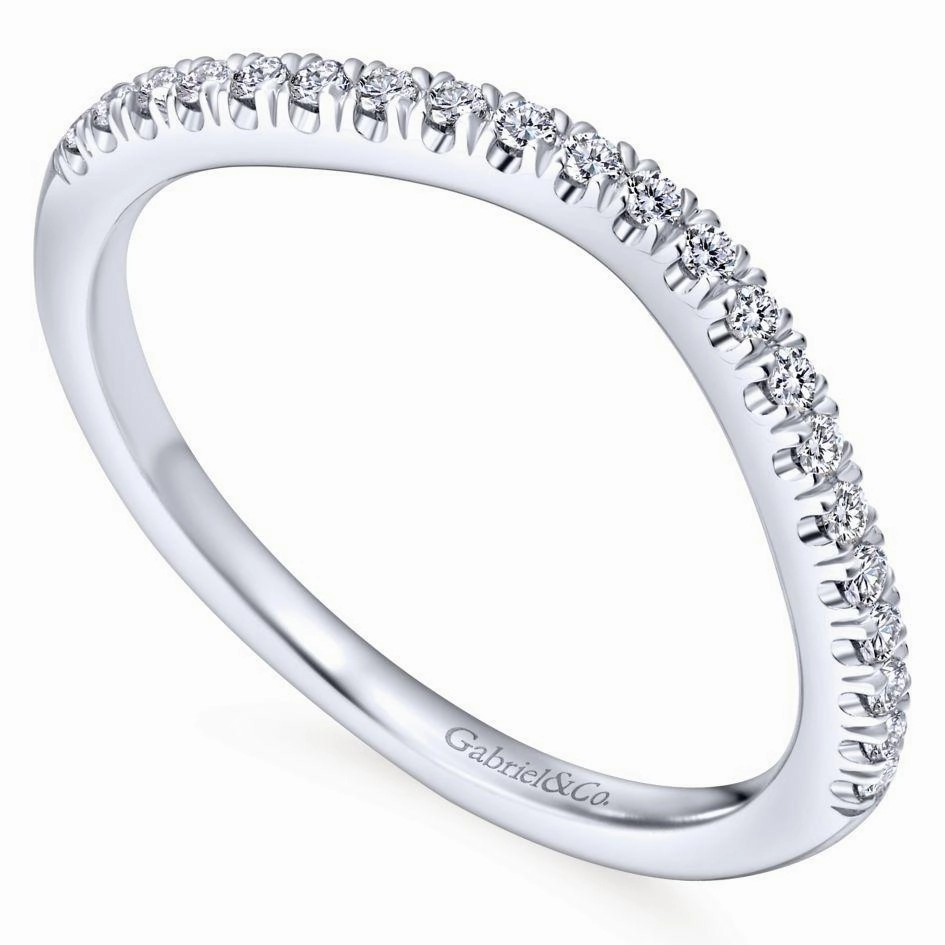 Everyday Vibe Curved Pave Diamond Wedding Band 14K White Gold 373B