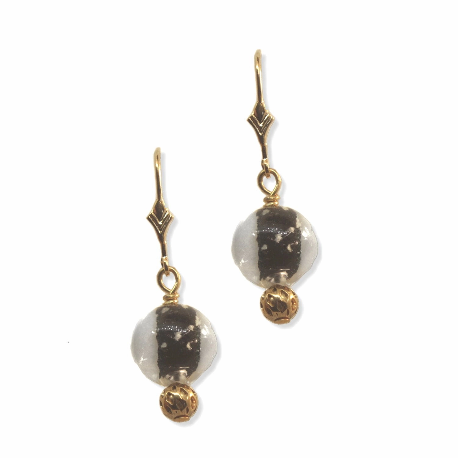 Glow in the Dark Earrings Black Handmade Lampwork Glass Dangles Captivating Piece Luxury Glow