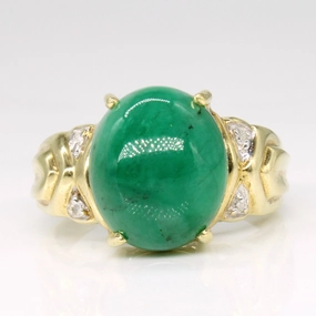Emerald & Diamond Cocktail Ring | 7.25ct, 0.02ctw | SZ 7.5 | Red Carpet