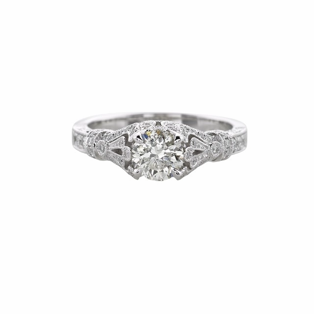 Sturdy Piece Handcrafted Adornment ANTIQUE DIAMOND ENGAGEMENT RING WITH DIAMONDS THROUGHOUT SETTING (1.17cttw)