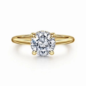 Cool Detail 14k Yellow/White Gold Hidden Halo Ring - 1.50 Carat Center Diamond