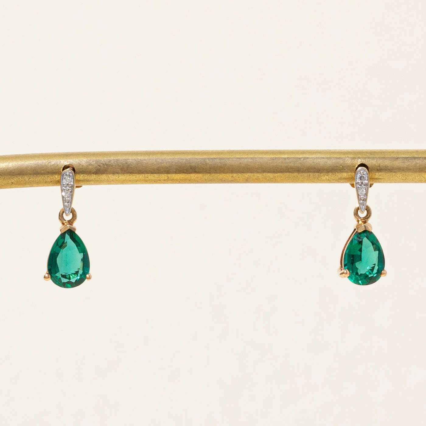 Refined Craft Street Chic Synthetic Emerald & Diamond Drop Earrings | 1.00ctw, 0.02ctw |
