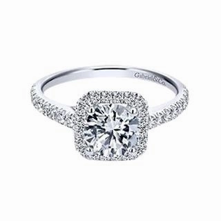 Vintage Adornment ROUND DIAMOND RING WITH CUSHION SHAPE DIAMOND BEZEL AND SHANK 1.40CT TW