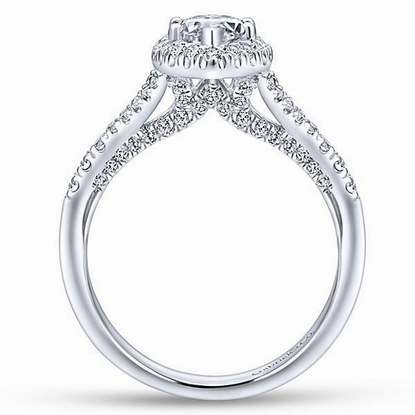 Marquise Shaped Halo Split Shank Diamond Ring .63 Cttw 377A Modern Motion Refined Appearance