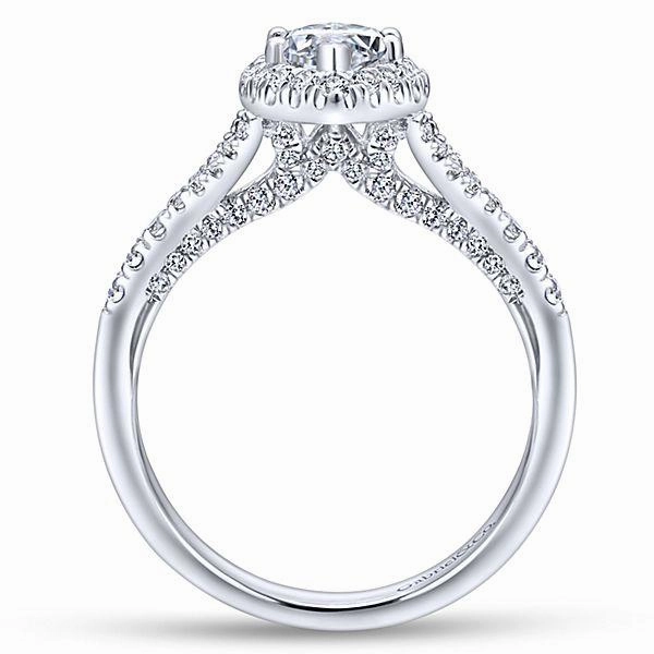Marquise Shaped Halo Split Shank Diamond Ring .63 Cttw 377A Simple Accent
