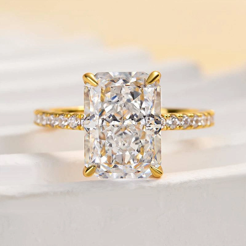 Travel Look Engagement Accent Louily Enchanting Yellow Gold Radiant Cut Engagement Ring
