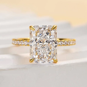 Glamour Accessory Vivid Charm Louily Enchanting Yellow Gold Radiant Cut Engagement Ring