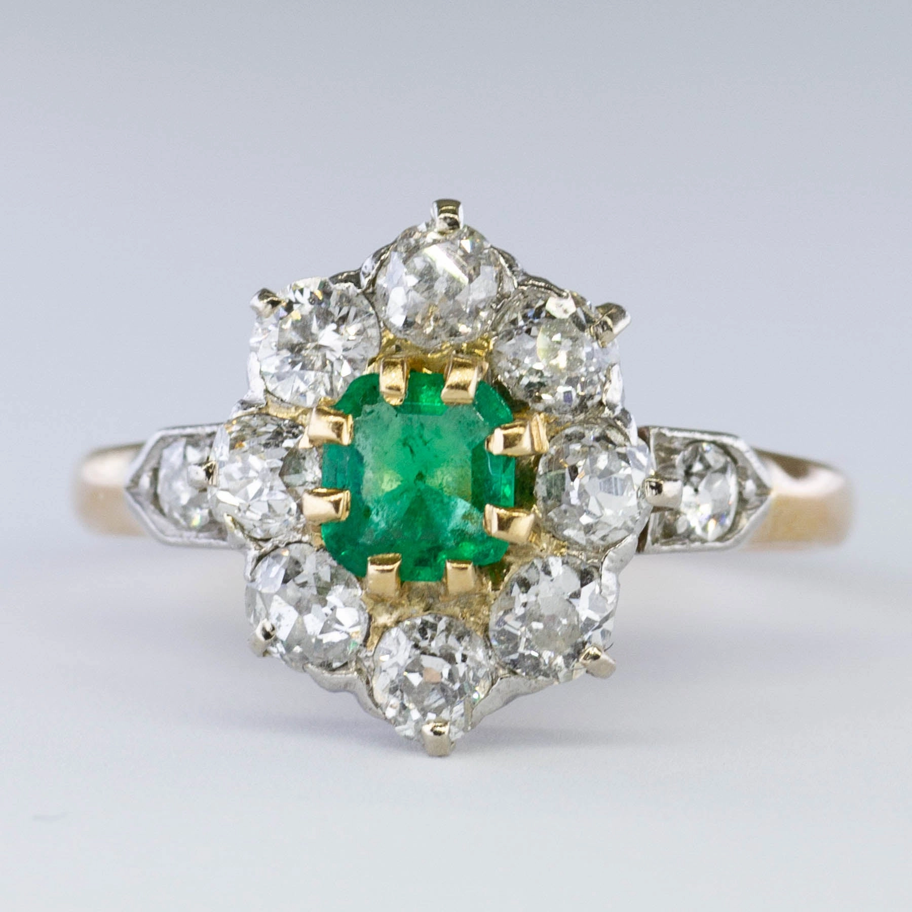 Shining Craft Victorian Diamond & Emerald Ring | 1.04ctw, 0.40ct | SZ 6.25 |