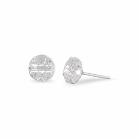 Nine Cut 9 Cut Round 8mm Cubic Zirconia Sterling Silver Stud Earrings Timeless Craft Shine Perfect Pair