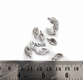 Silver leaves Charms silver leaf charm CHMS46 10 charms Pop Element