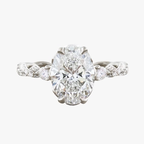 Oval Cut Twisted Cubic Zirconia Ring in Sterling Silver Classic Design Night Accent