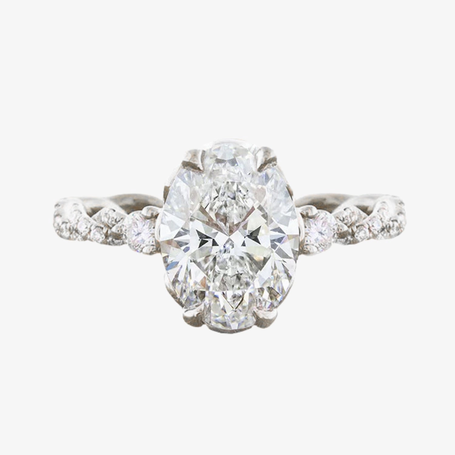 Starry Look Oval Cut Twisted Cubic Zirconia Ring in Sterling Silver