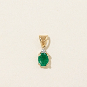 Oval Cut Emerald & Diamond Pendant | 0.30ct, 0.01ct Sleek Glamour