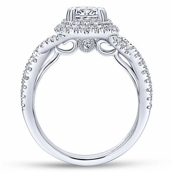 Double Halo With Crossover Shank Diamond Ring .64 Cttw 374A Branded Expression