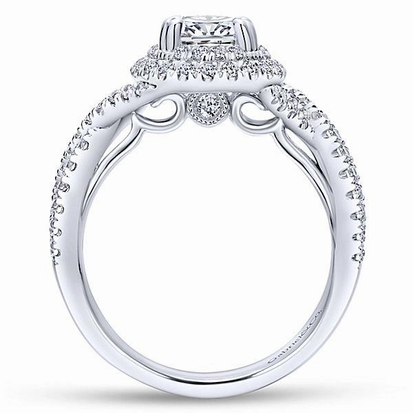 Double Halo With Crossover Shank Diamond Ring .64 Cttw 374A Ornate Memento High-End Gift