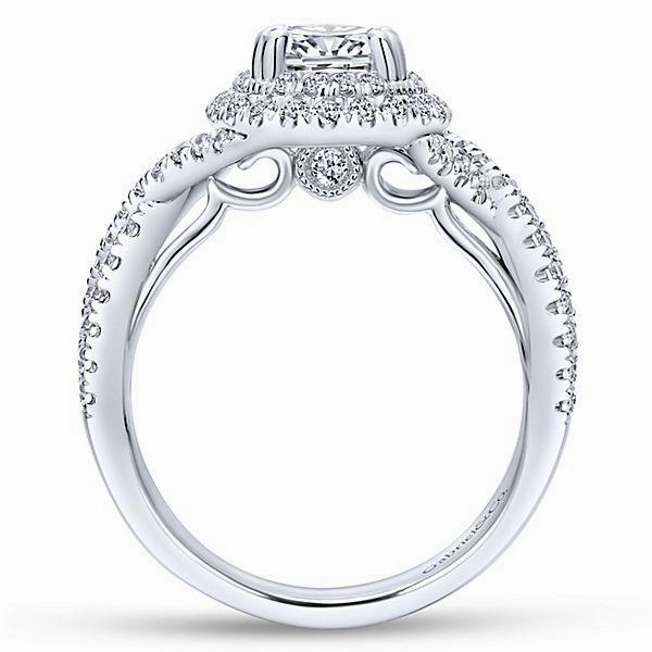 Lightweight Touch Double Halo With Crossover Shank Diamond Ring .64 Cttw 374A
